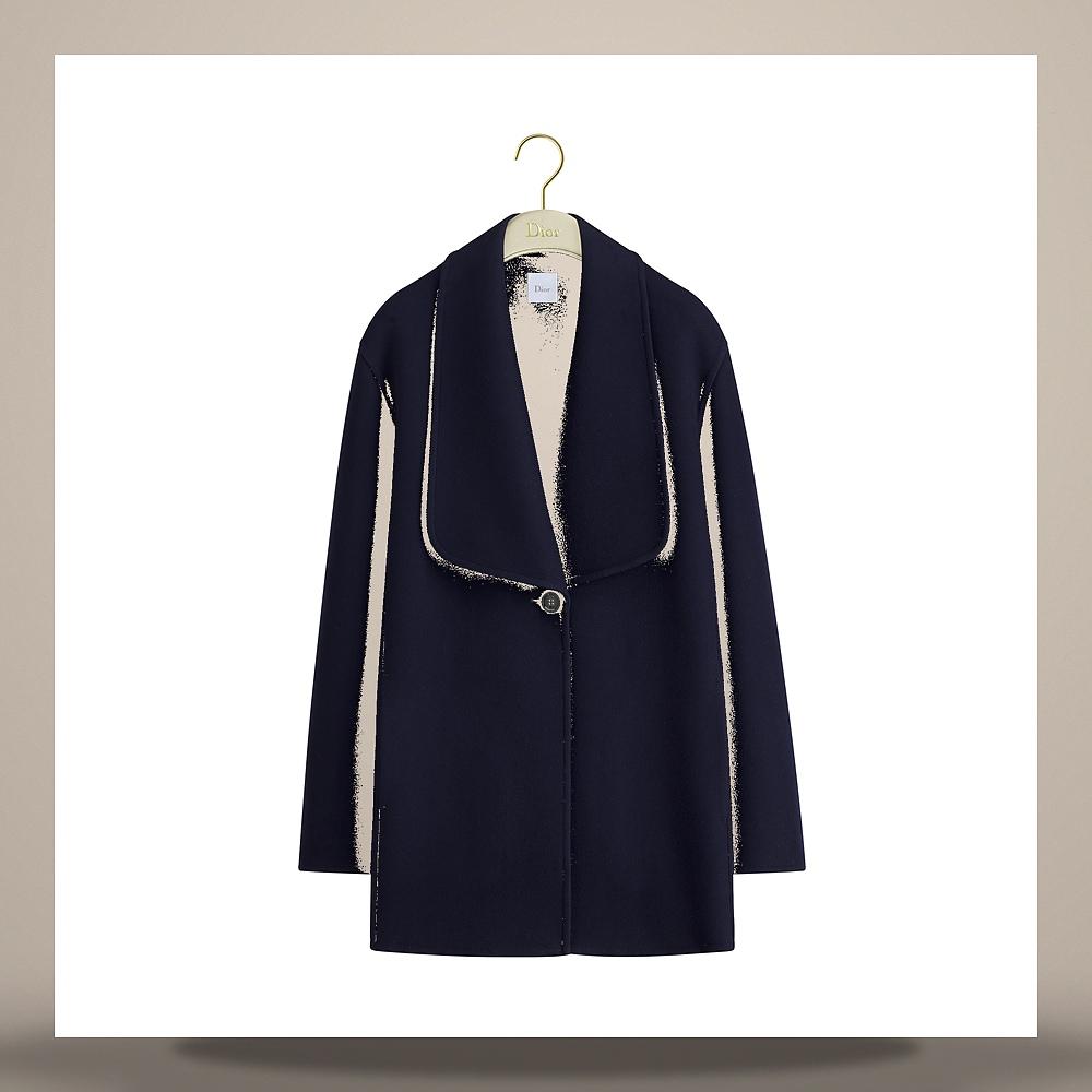 DIOR Oversized Navy Blue Reversible Virgin Wool Cashmere Coat 650C30A0D57 X5450