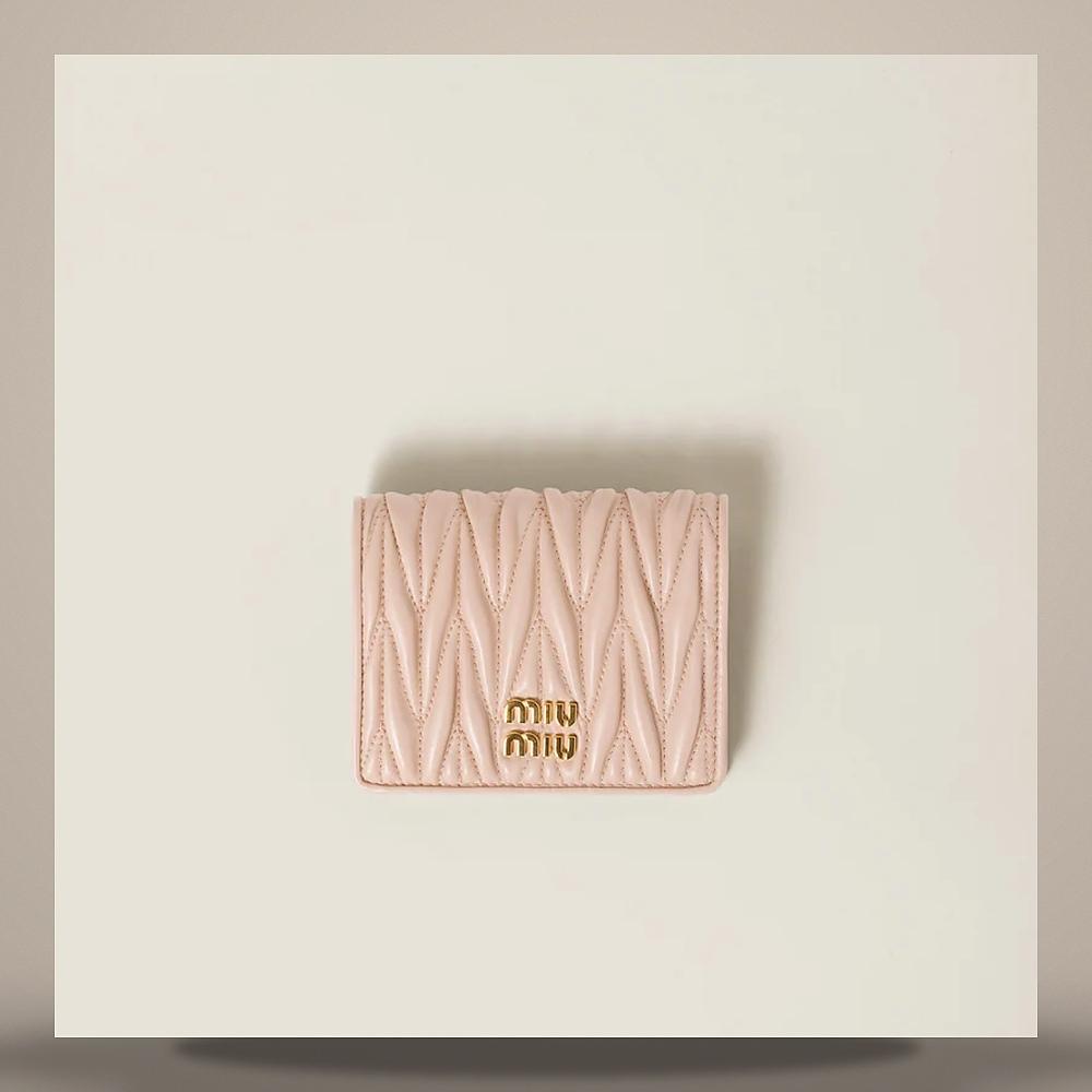Miu Miu Matelassé Nappa Leather Bifold Card Holder Wallet