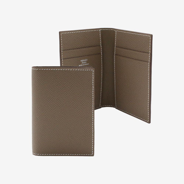 HERMES Etoupe MC2 Euclide Leather Card Holder Unisex