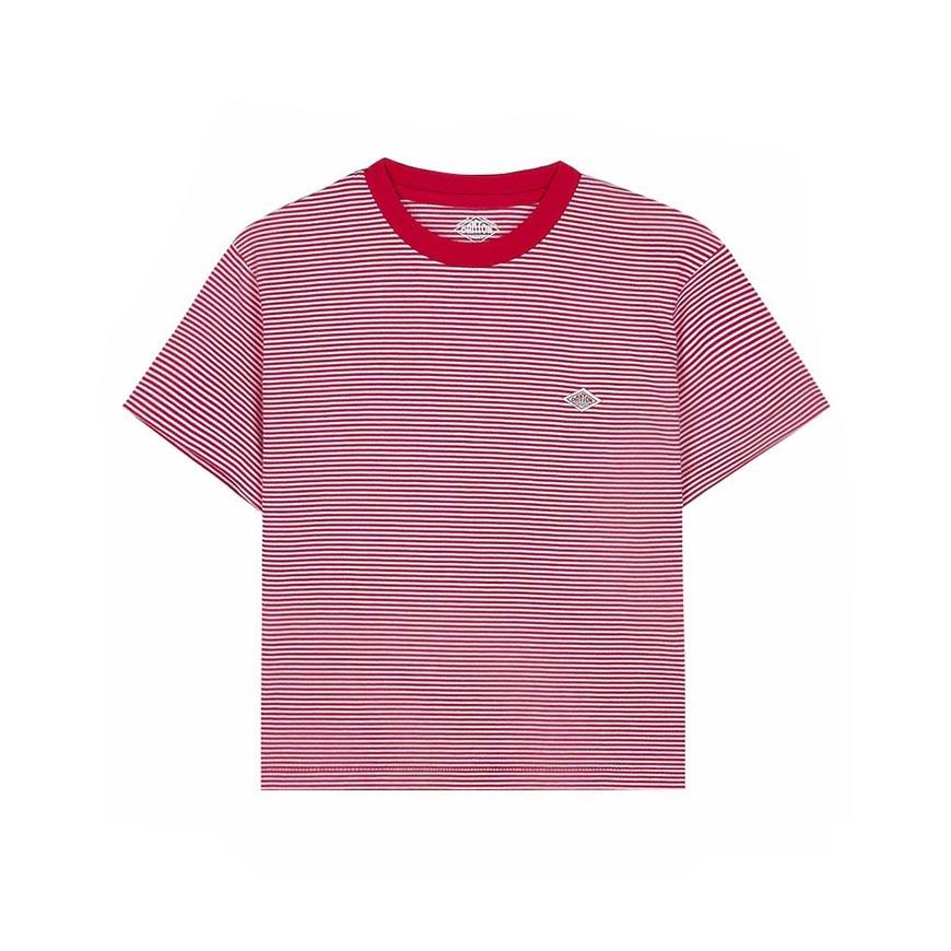 DANTON Women's Short Sleeve Cropped T-Shirt C0408 CVT RED X WHITE