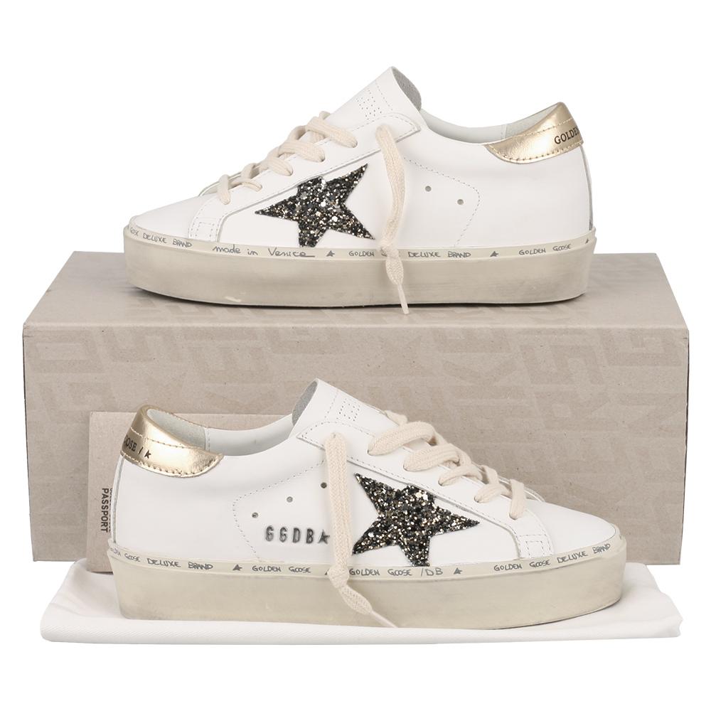 GOLDEN GOOSE Women’s Leather Low-Top Sneakers White Silver Star