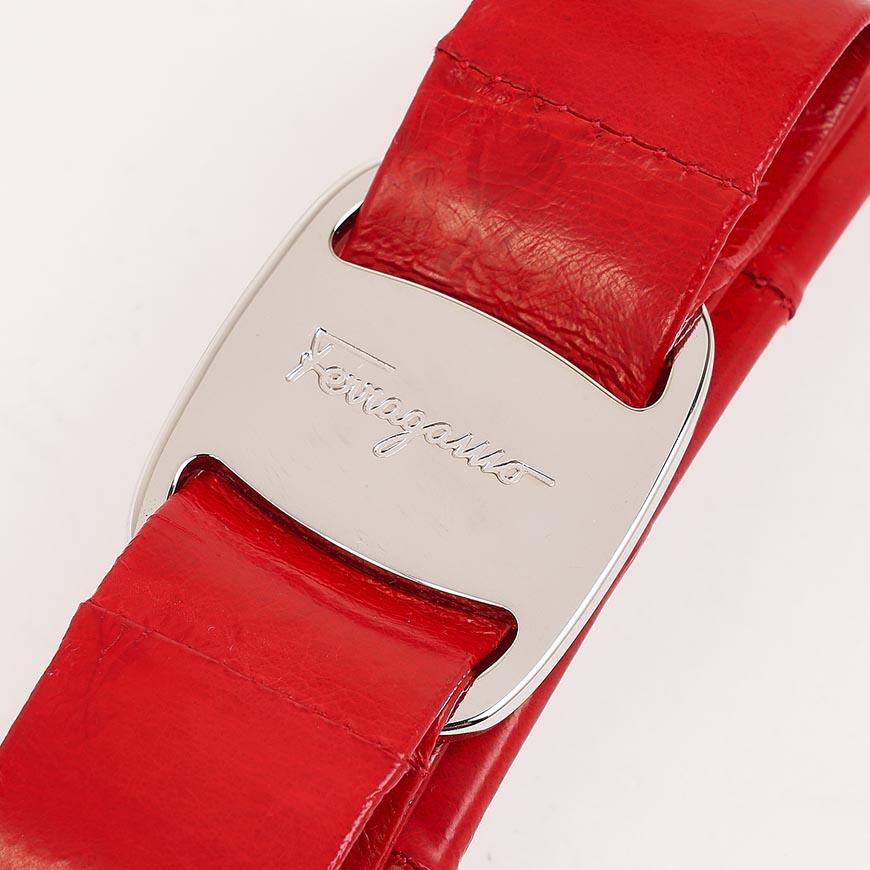 Ferragamo Women’s Leather Vara Hair Pin 34 0388 FLAME RED 0765267