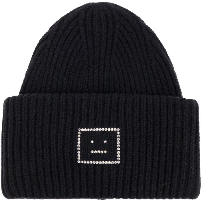 Acne Studios Swarovski Face Logo Beanie Black C40390 900