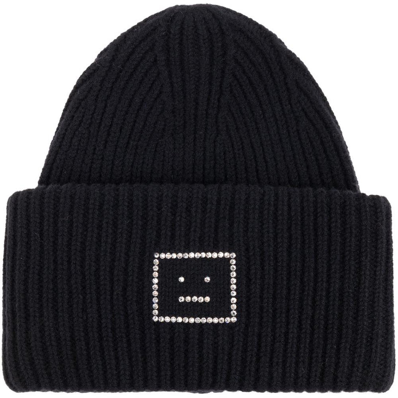 Acne Studios Swarovski Face Logo Beanie Black C40390 900