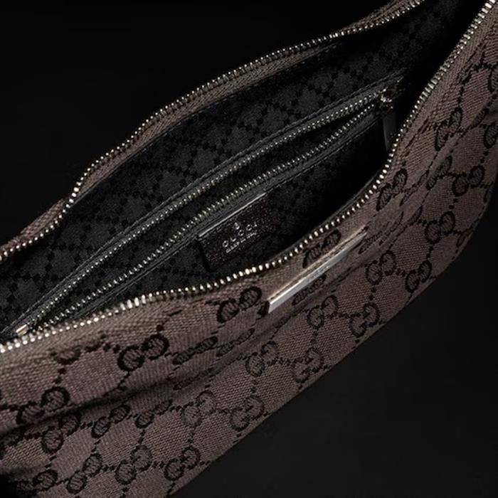 GUCCI Lady Lunetta Small Shoulder Bag Brown Leather