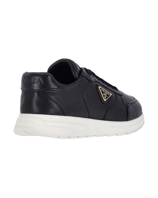 PRADA Black Leather Low-Top Sneakers 1E021O F035038
