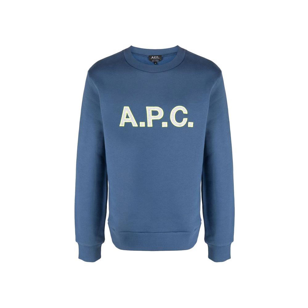 A.P.C. HUGUES Logo Fleece Sweatshirt Marine Navy