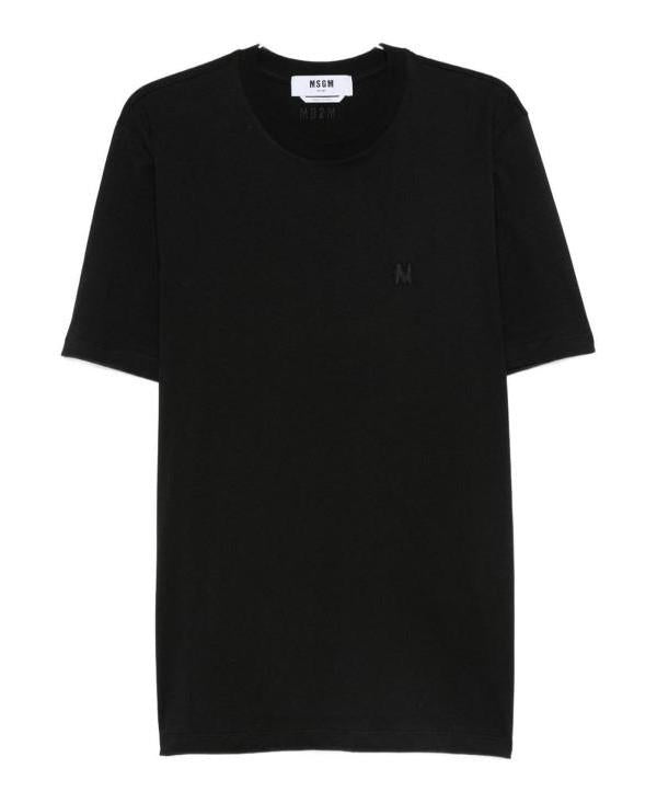 MSGM TheMwave Black Logo Embroidered T-Shirt 3940MM125 257798 99