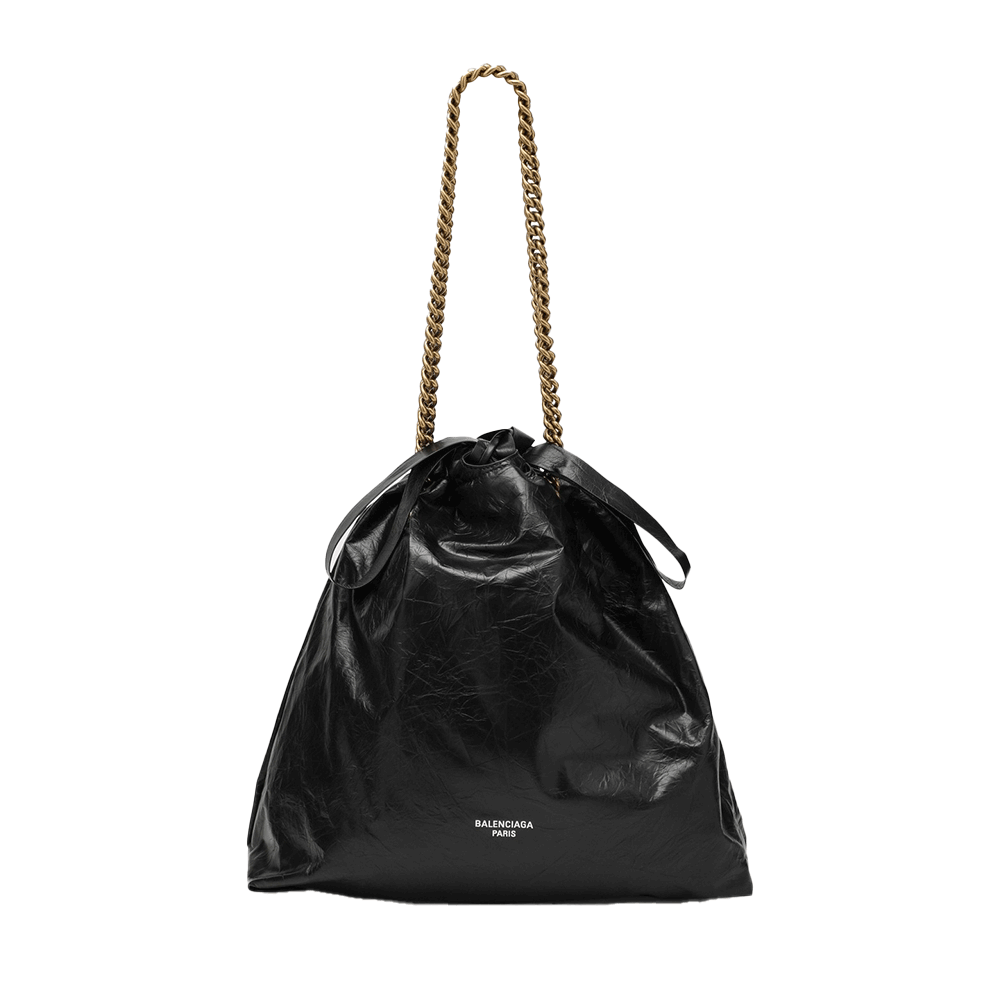 BALENCIAGA Canvas Crush Medium Tote Bag Black Unisex