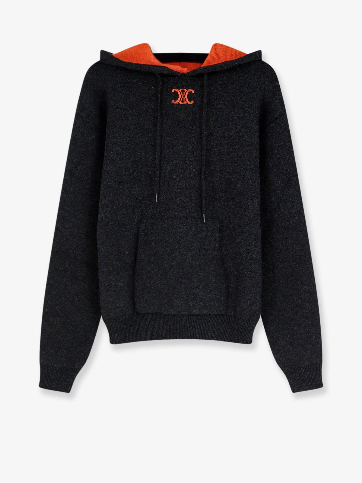 CELINE Logo Print Cotton Hoodie Men Black