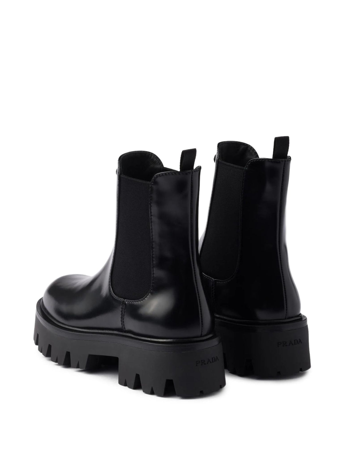 PRADA Black Leather Ankle Boots