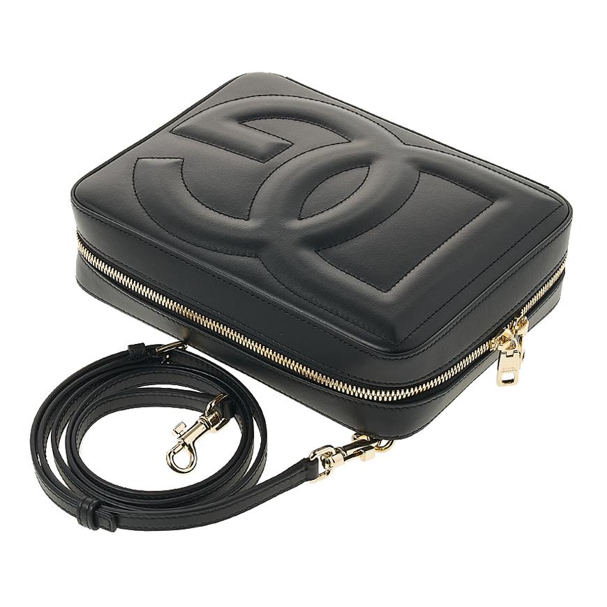 D&G DG Logo Camera Bag Black Leather Crossbody Bag for Women