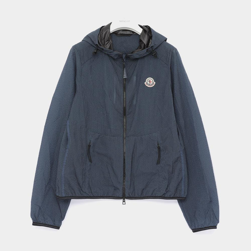Moncler Seersucker Hooded Jacket with Patch Logo for Wo 1A00113 599G9 F79 EDASIC