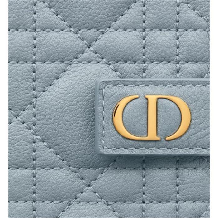 DIOR Caro Dandelion Leather Bifold Wallet Card Holder
