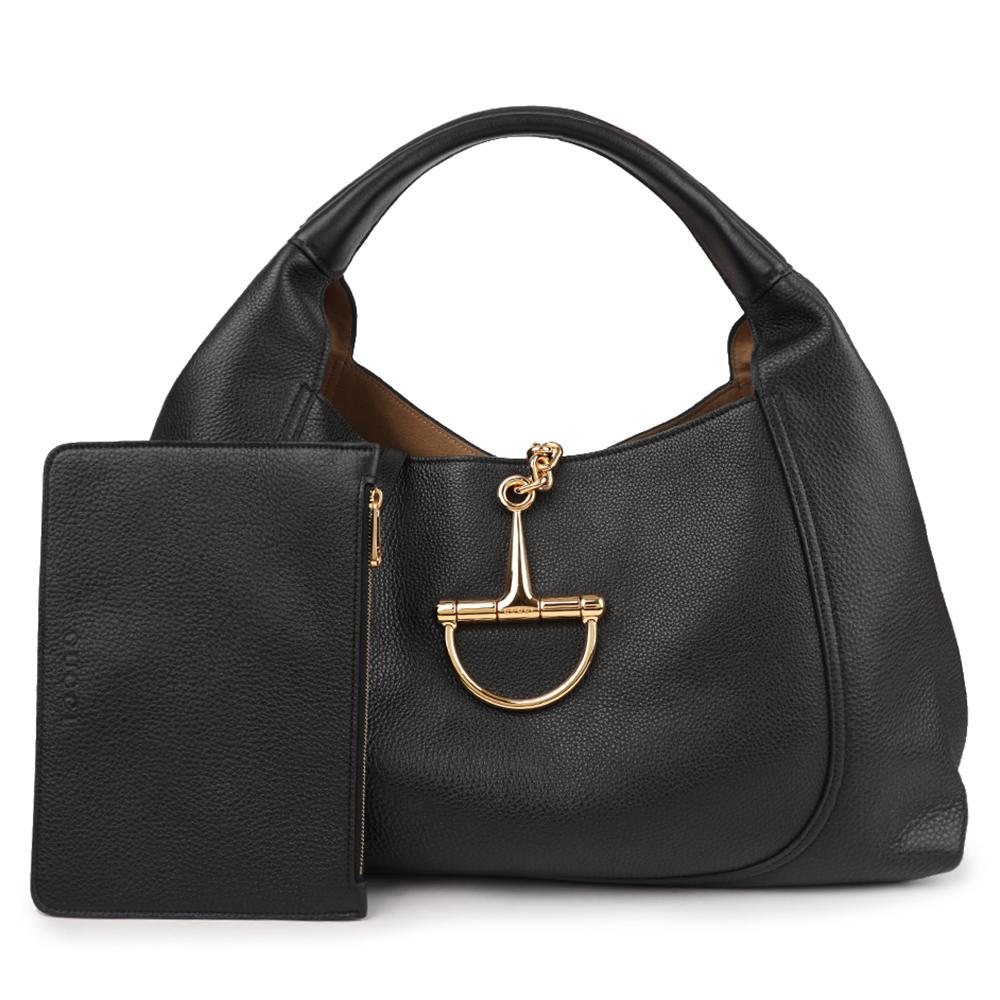 GUCCI Soft Bit Maxi Leather Shoulder Bag Black 837466 AAEA O1000