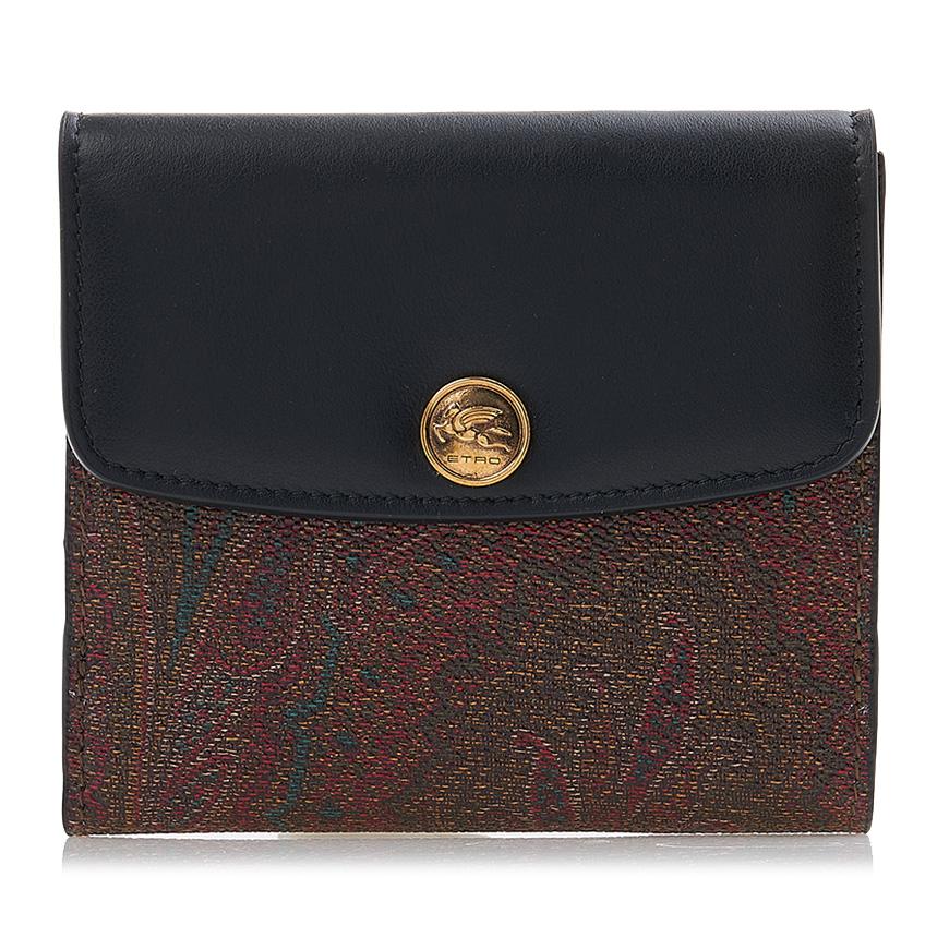 Etro Paisley Leather Compact Wallet for Women