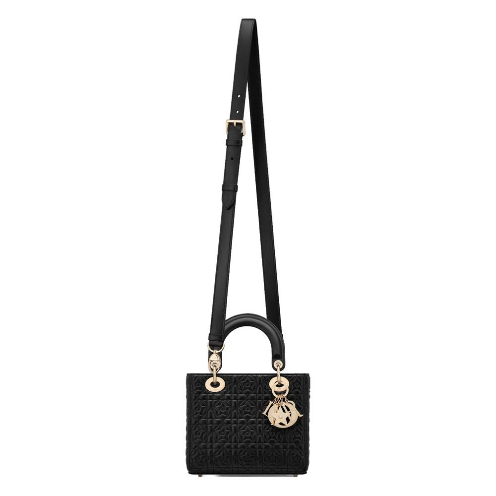 DIOR Small Lady Tote Bag Black Leather Handbag