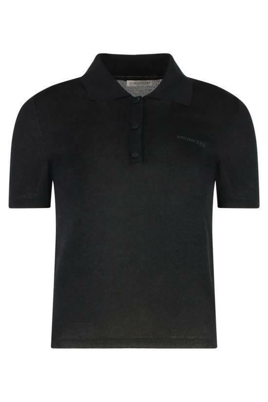 Moncler Logo Embroidered Cotton Polo Shirt Black Women’s