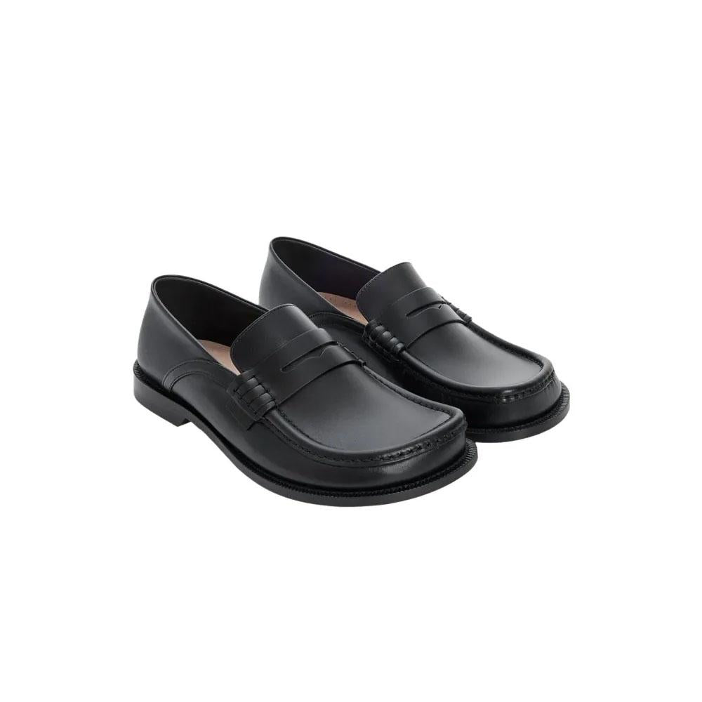 LOEWE Campo Flap Black Leather Men’s Loafers