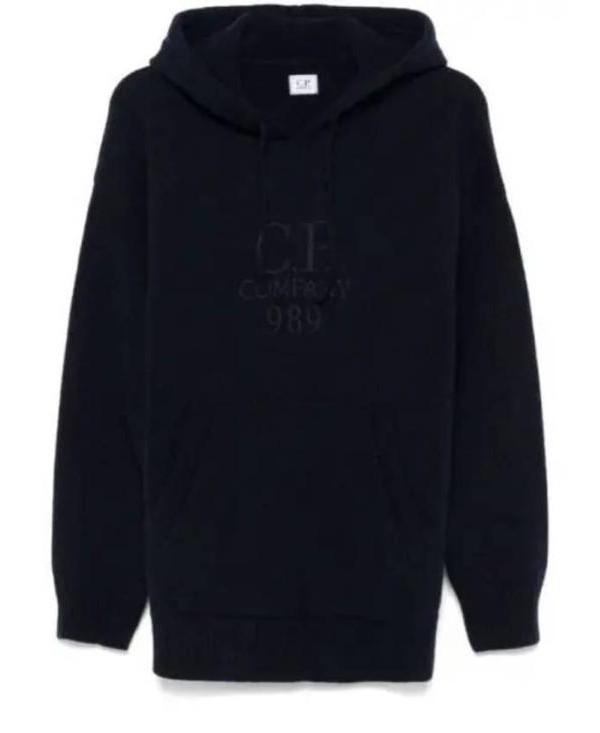 CP Company Lambswool Knit Hoodie Sweater Black Men