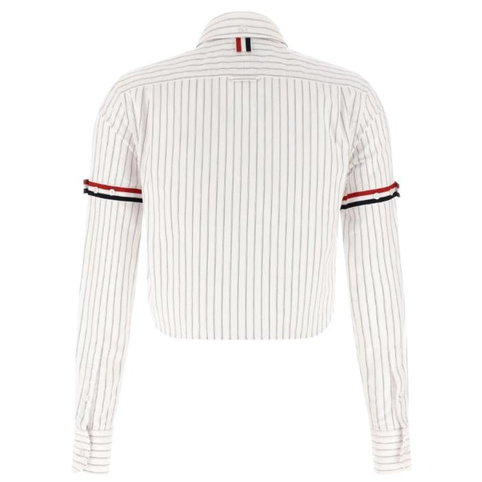 THOM BROWNE Oxford Crop Button Armband Down Long Sleeve Shirt