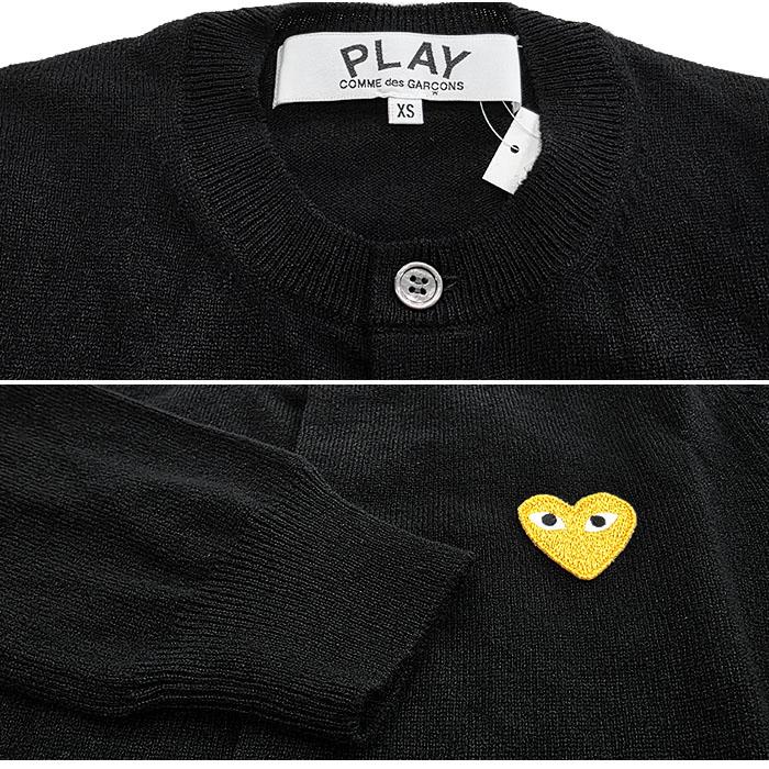 Comme des Garcons Gold Heart Patch Black Wool Cardigan