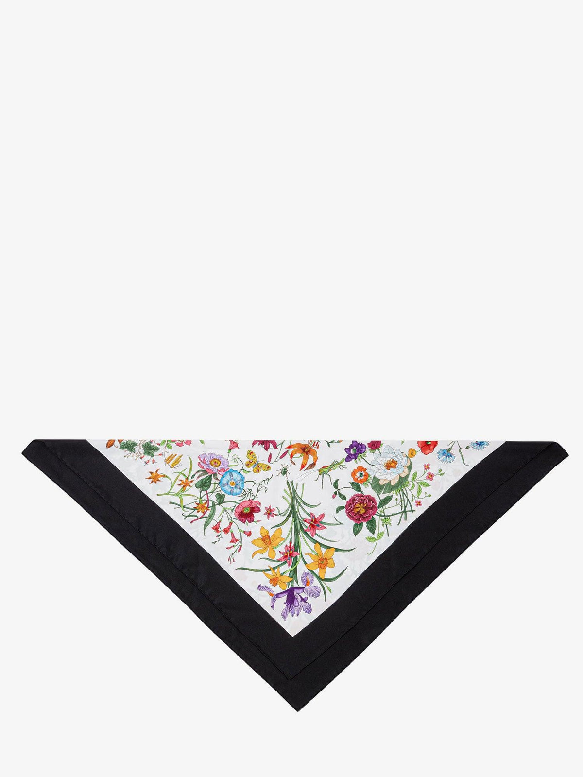 GUCCI Gray Silk Logo Print Scarf