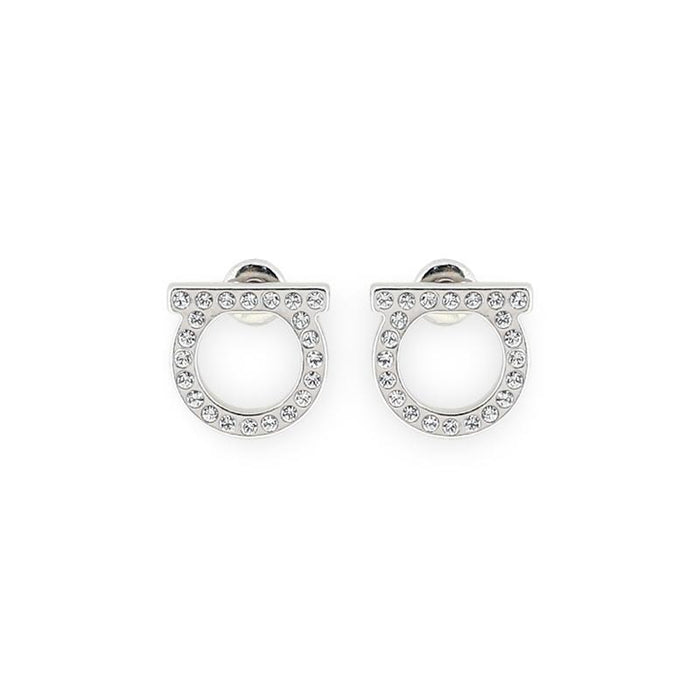 Ferragamo Women’s Gancini Crystal Earrings Silver