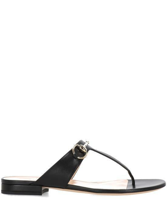 GUCCI Horsebit Leather Sandals Black