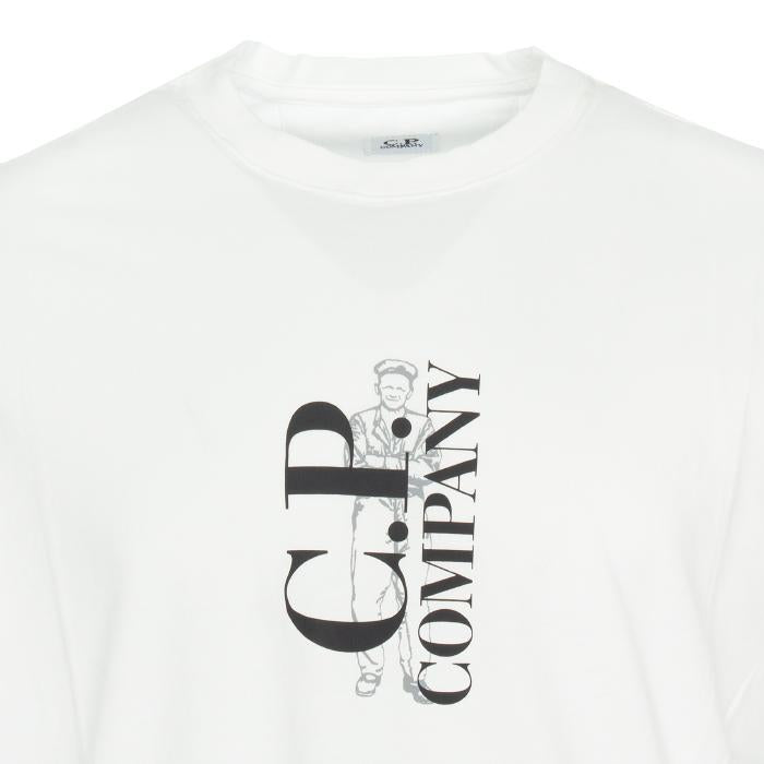 CP Company Vertical Logo Cotton T-Shirt White Men’s Top