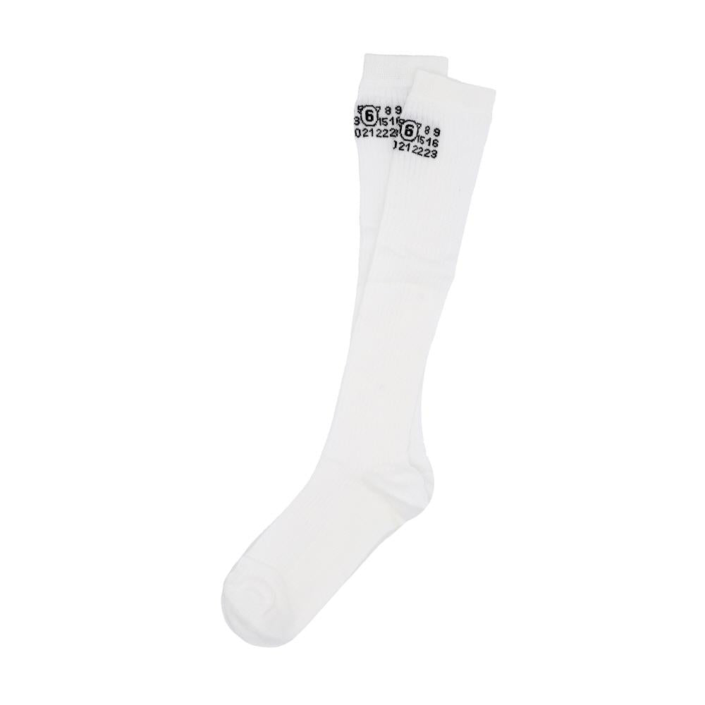 Maison Margiela Women’s Socks White Cotton Crew Socks