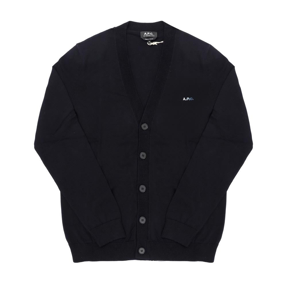 A.P.C. Jamie Crepe V-Neck Cardigan for Men COEZJ H22315 IAK DARK NAVY JAMIE