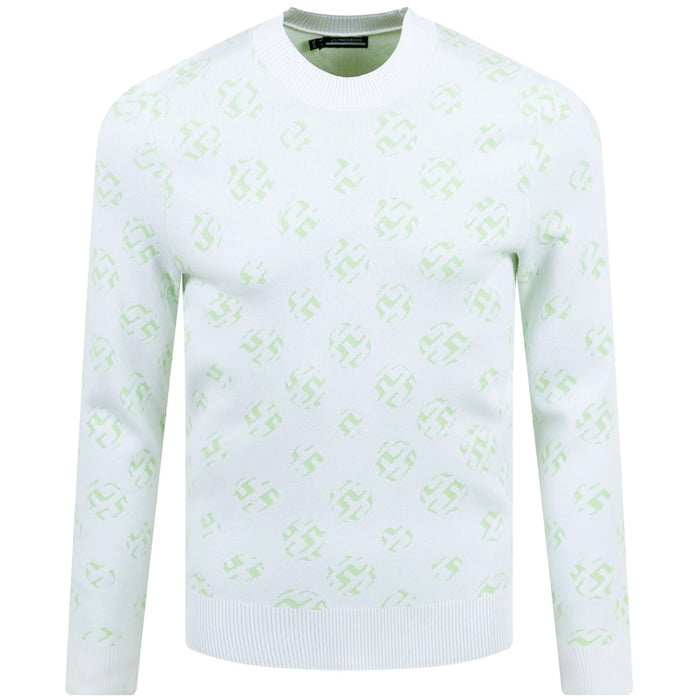 J LINDEBERG GUS Jacquard Crewneck Knit Sweater White