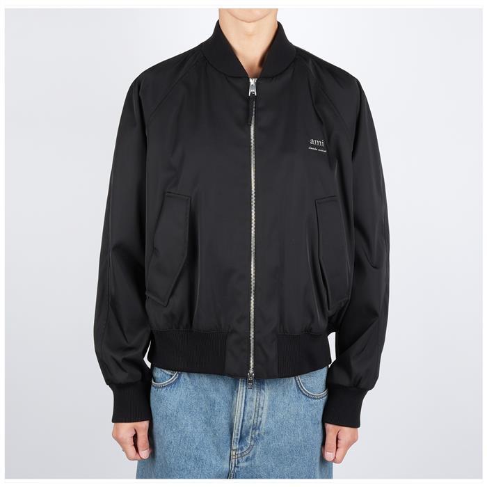 AMI Logo Technical Twill Bomber Jacket HJK012 PA0007 001