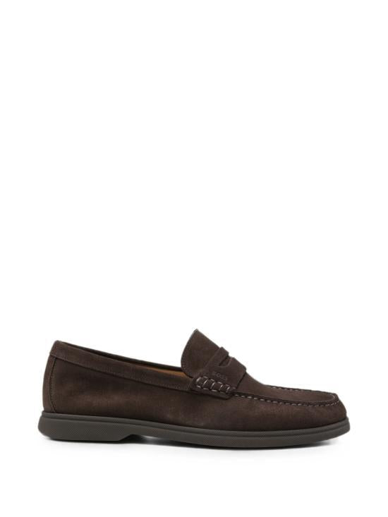HUGO BOSS Dark Brown Leather Loafers Men’s Slip-On Shoes