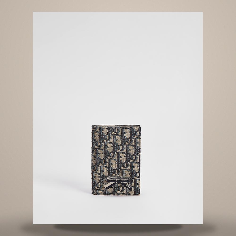 DIOR Blue Oblique Jacquard Canvas Promenade Passport Holder