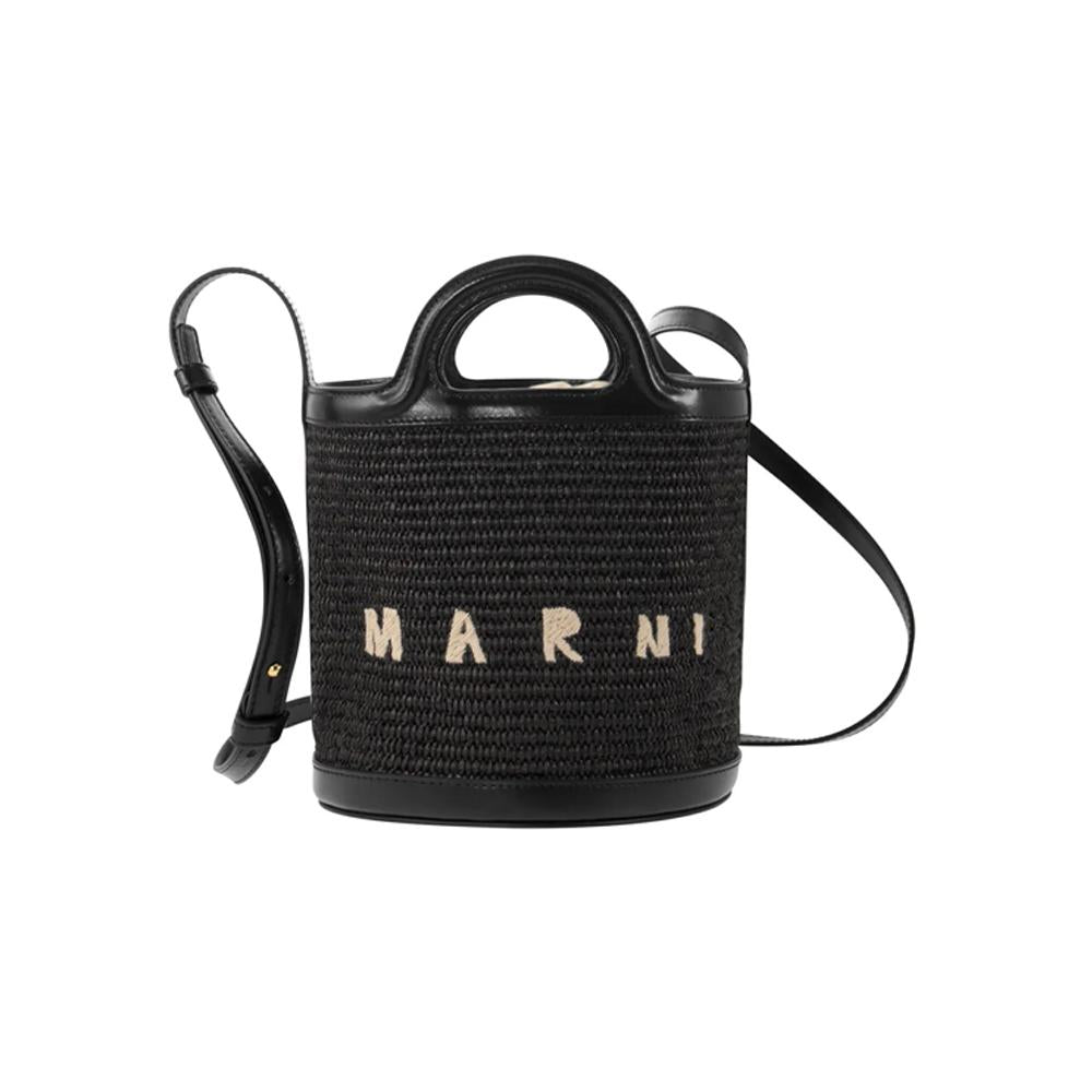 Marni Tropicalia Bucket Crossbody Bag Black Leather