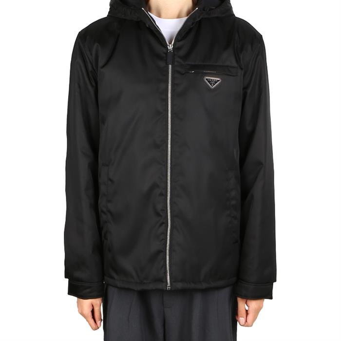 PRADA Logo Re-Nylon Hooded Jacket Black Men’s