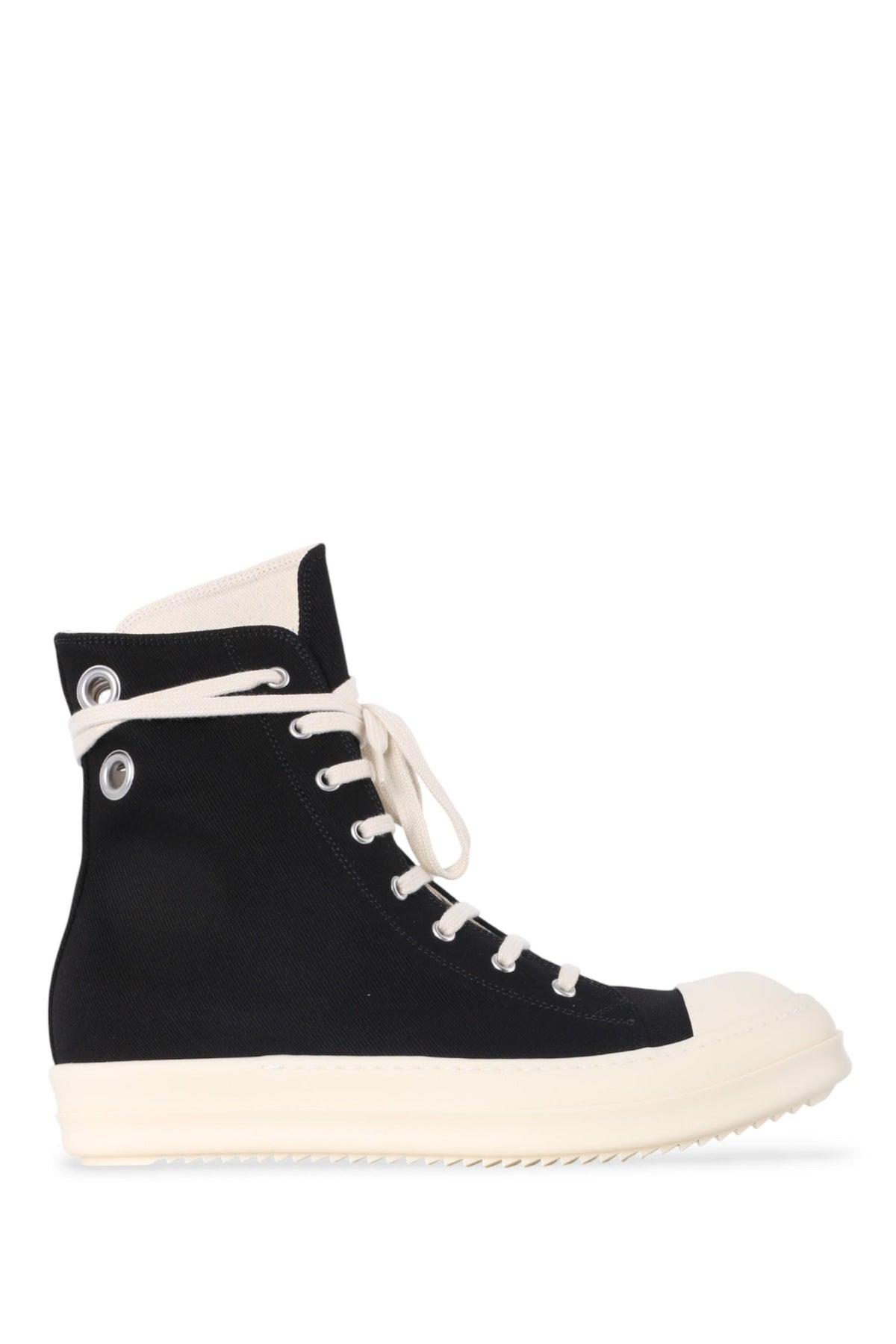 Rick Owens DRKSHDW Eyelet Black Milk High-Top Sneakers