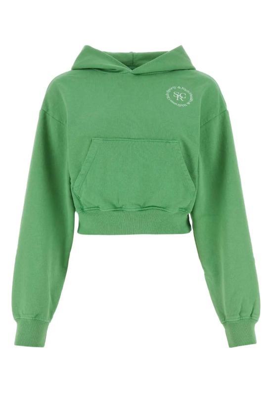 SPORTY&RICH Verde White Logo Hoodie Sweatshirt Women’s WS070 S405SV