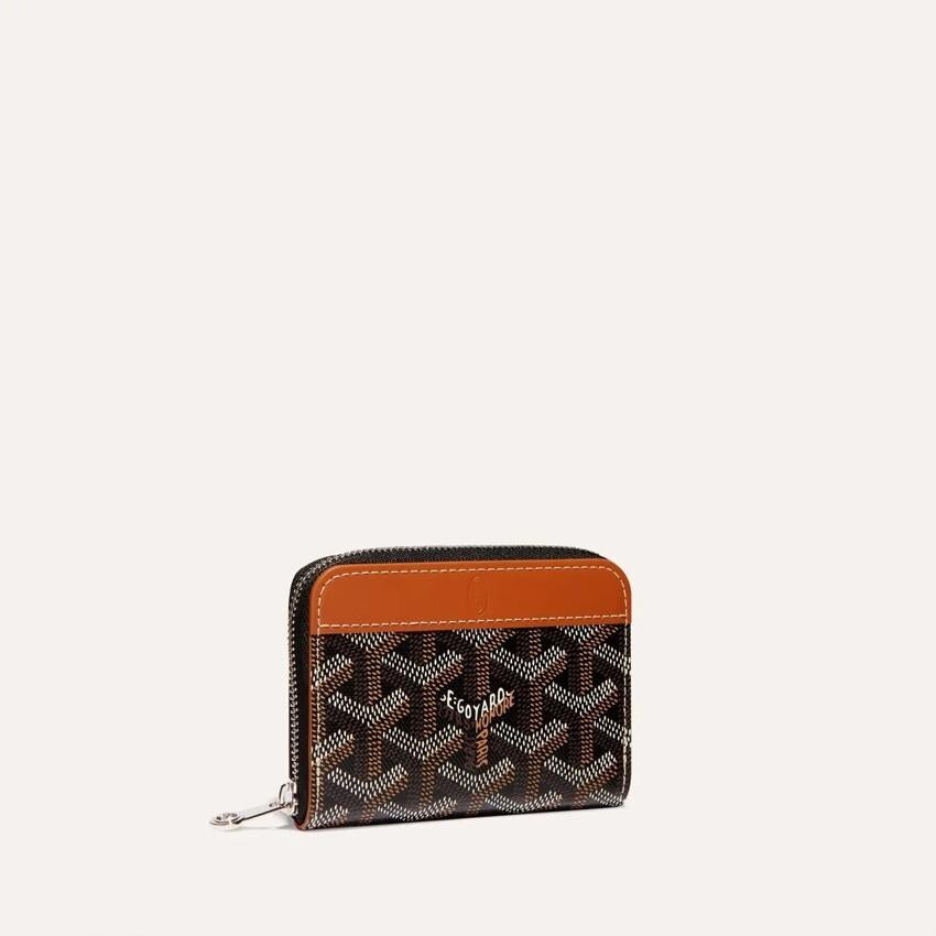 GOYARD Brown Black Tan Matignon Mini Card Holder Wallet for Women