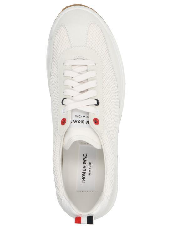 THOM BROWNE White Leather Low-Top Sneakers for Men MFD180A03050100 WHITE DOM
