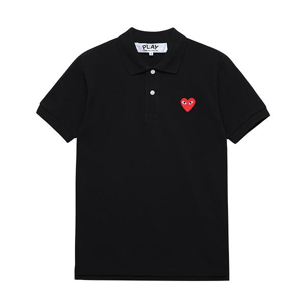 Comme des Garcons PLAY Red Heart Patch Short Sleeve Polo Shirt