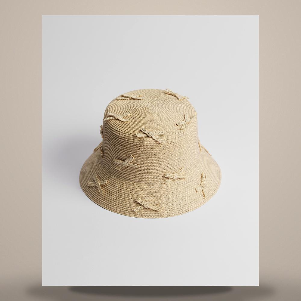 DIOR Teddy D Narrow Brim Bucket Hat Natural Raffia-Effect Fibe CPB06222ESTR C101