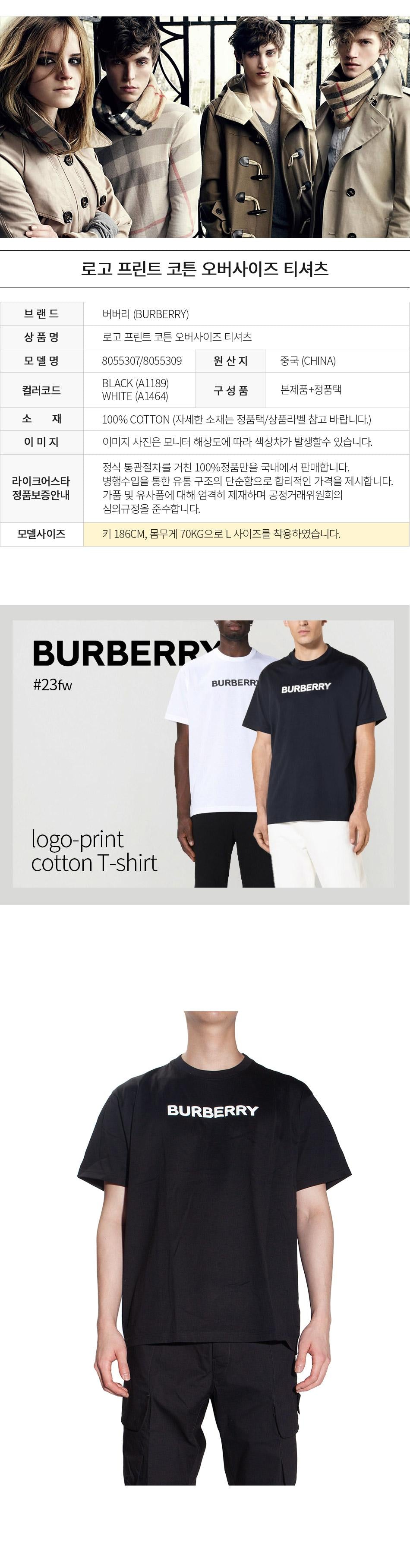 BURBERRY Logo Print Cotton Oversize Short Sleeve T-Shirt