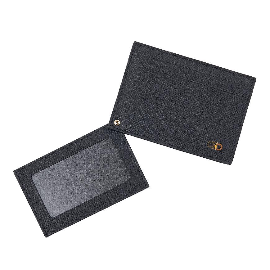 Ferragamo Men’s Gancini Leather Card Holder Wallet Black 0775660