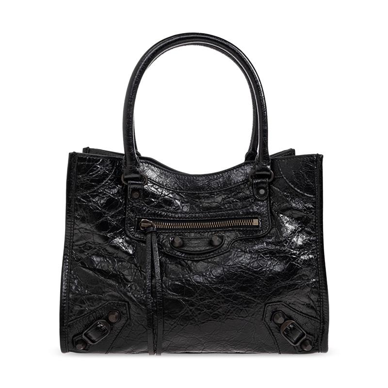 BALENCIAGA Le Cagole City Mini Tote Bag Black Leather