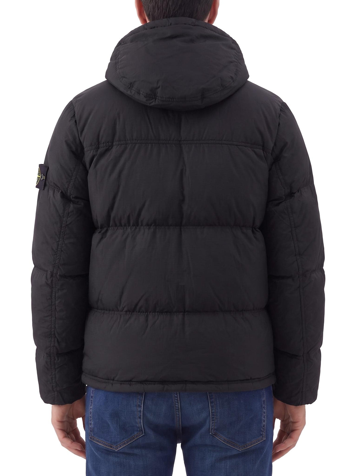 STONE ISLAND Black Nylon Down Puffer Jacket for Men