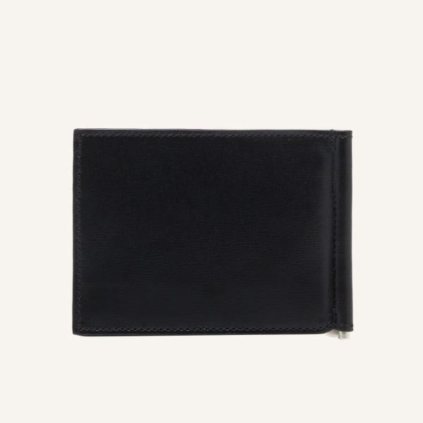 Ferragamo Pebbled Calfskin 6CC Money Clip Wallet