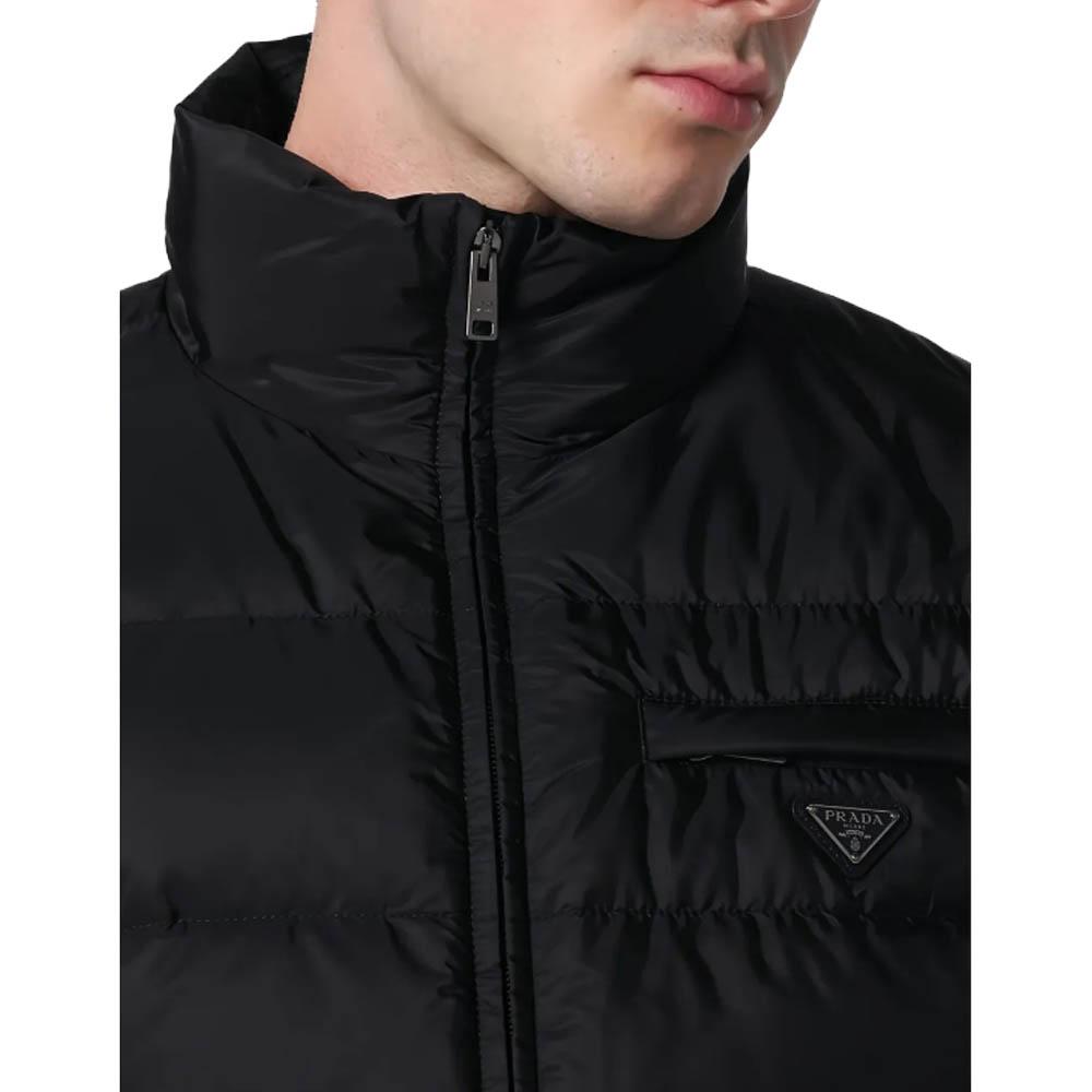 PRADA Classic Triangle Logo Re-Nylon Puffer Jacket Black SGC933 SOOO1WQ9 F0002